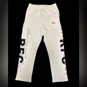 Civil Regime White Sweatpants with Side Text Size: Medium NWT
